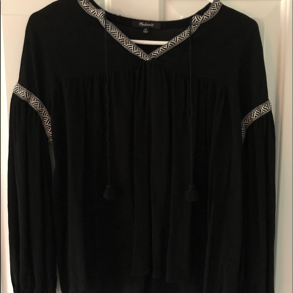 Madewell tassel top with tribal print